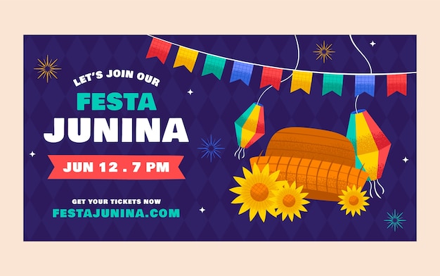 Vetor grátis postagem no facebook do flat festas juninas