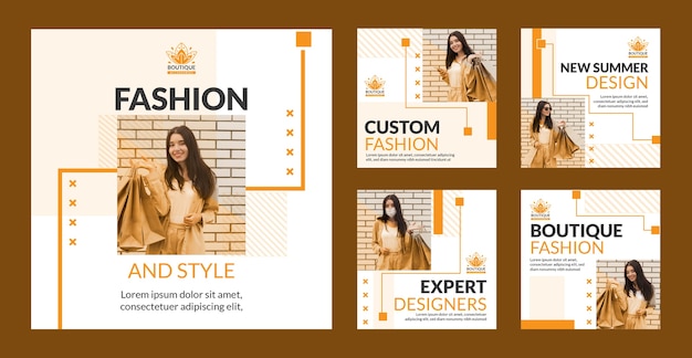 Postagens de instagram boutique minimalista de design plano