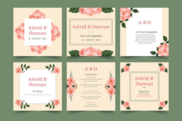 Postagens de instagram de casamento floral