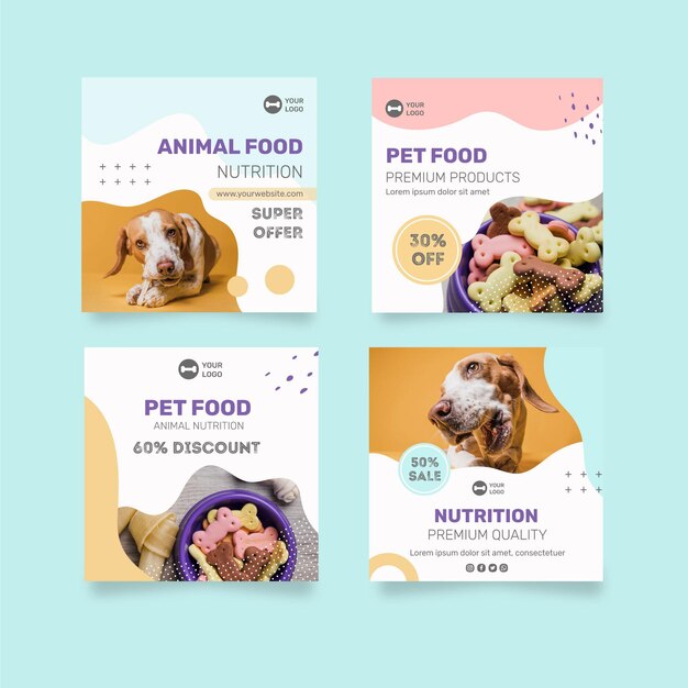 Postagens de instagram de comida animal