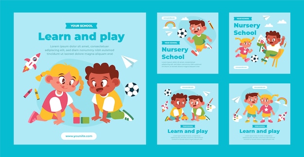Postagens de instagram de creche desenhadas à mão