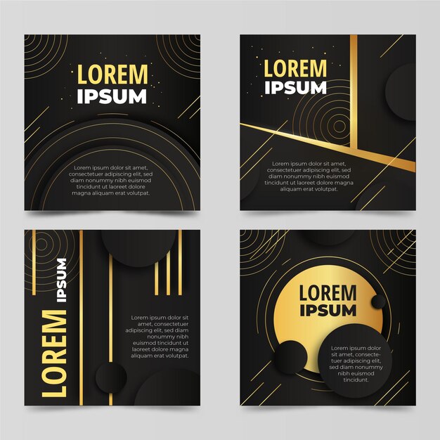 Postagens de instagram de luxo gradiente dourado