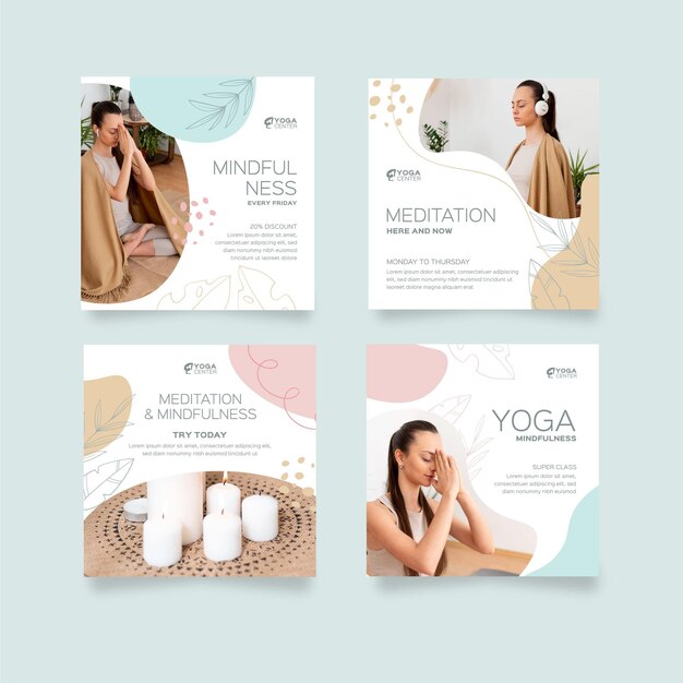 Postagens de instagram de meditação e atenção plena