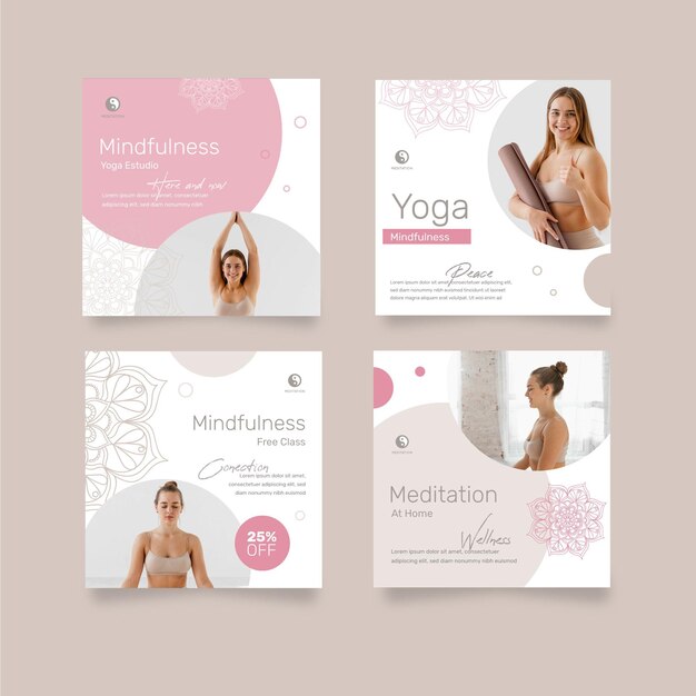 Postagens de instagram de meditação e atenção plena