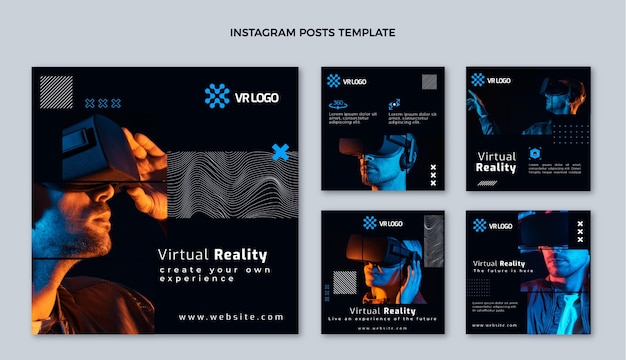 Vetor grátis postagens de instagram de tecnologia mínima de design plano