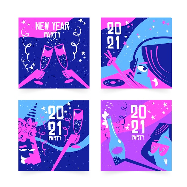Vetor grátis postagens de instagram em violeta vívida de ano novo 2021