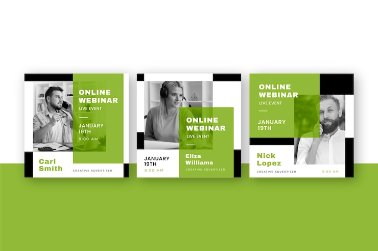 Vetor grátis postagens de webinar nas redes sociais