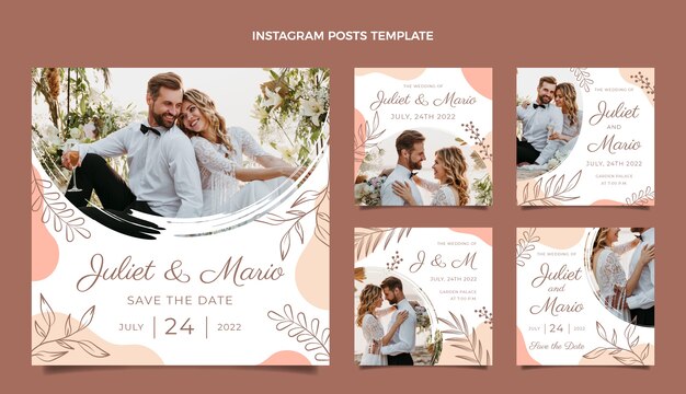 Postagens do Instagram de casamento desenhadas à mão