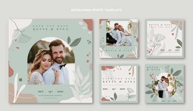 Postagens do Instagram de casamento desenhadas à mão