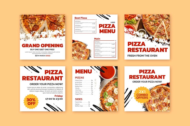 Vetor grátis postagens do instagram de uma pizzaria deliciosa