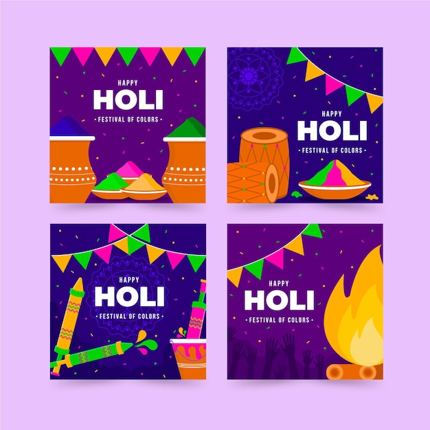 Postagens do instagram do festival de holi design plano