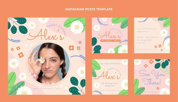 Postagens do instagram doces 16 desenhadas à mão