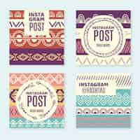 Vetor grátis postagens do instagram estilo boho desenhadas à mão