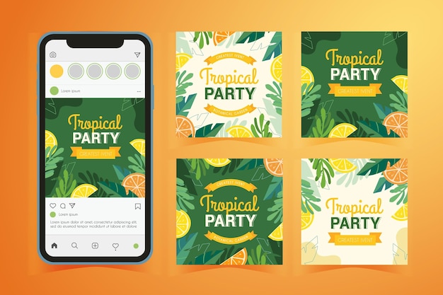 Vetor grátis postagens instagram de verão tropical