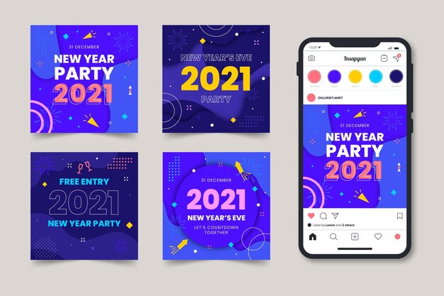 Postagens no Instagram da festa de ano novo de 2021