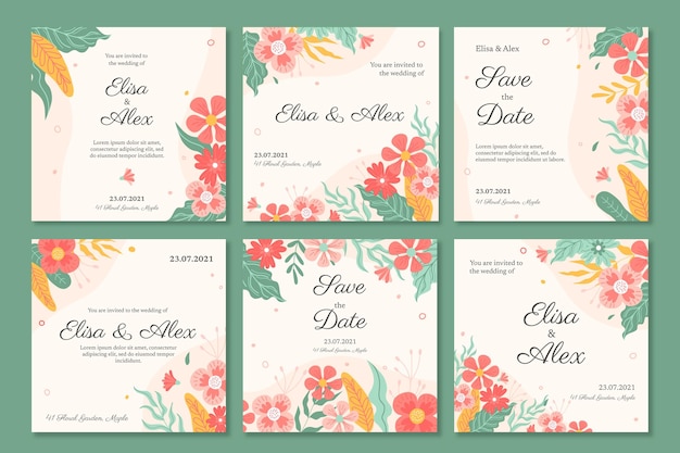 Postagens no Instagram de casamento floral