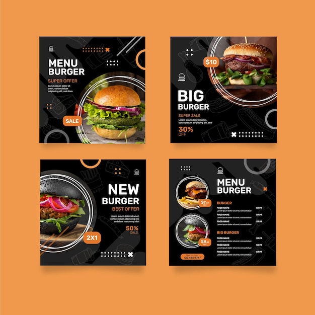 Postagens no Instagram de restaurantes de hambúrgueres