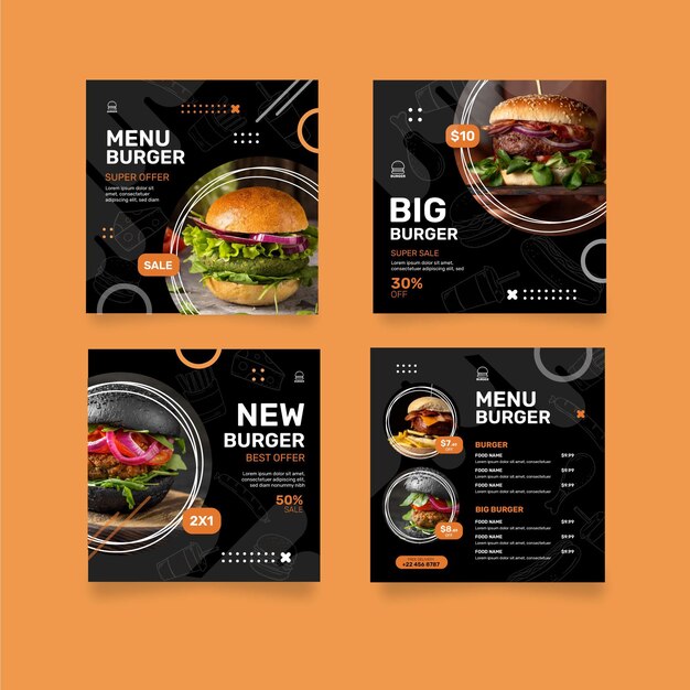 Postagens no Instagram de restaurantes de hambúrgueres