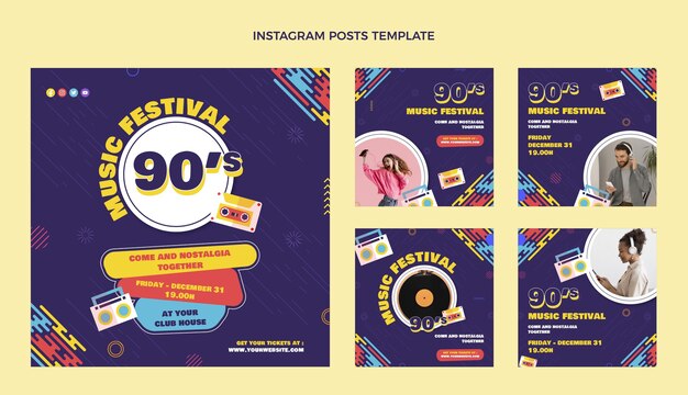 Postagens no Instagram do festival de música dos anos 90