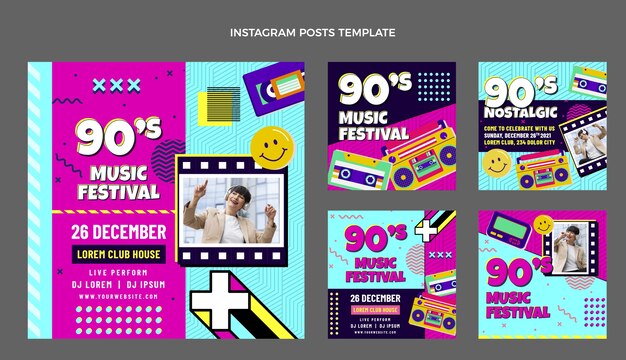 Postagens no Instagram do festival de música dos anos 90