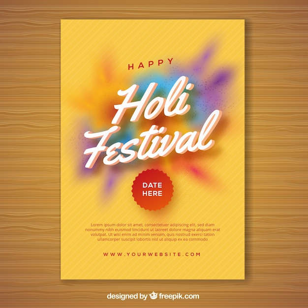 Poster da festa em holi feliz design realista