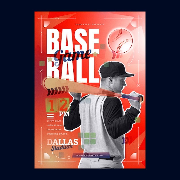 Poster de beisebol desenhado à mão