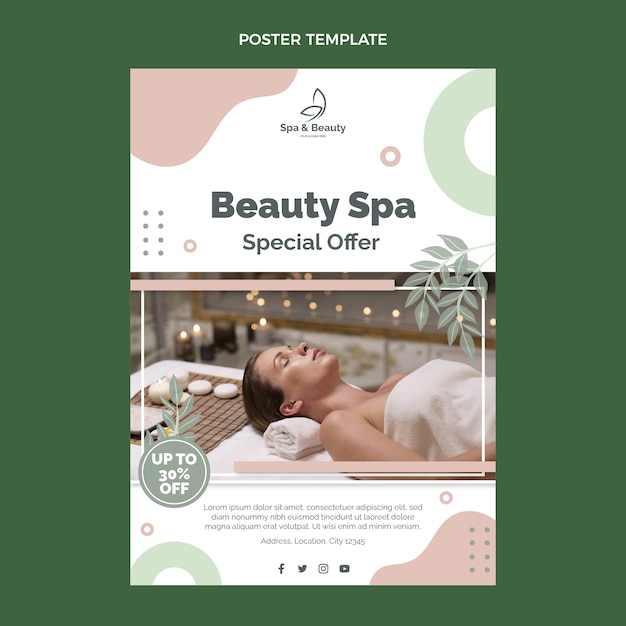 Pôster de design plano de spa