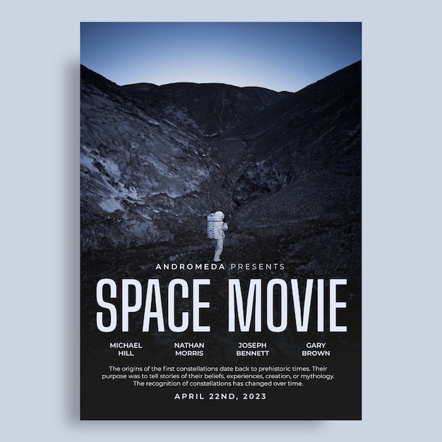 Pôster de filme espacial minimalista gradiente