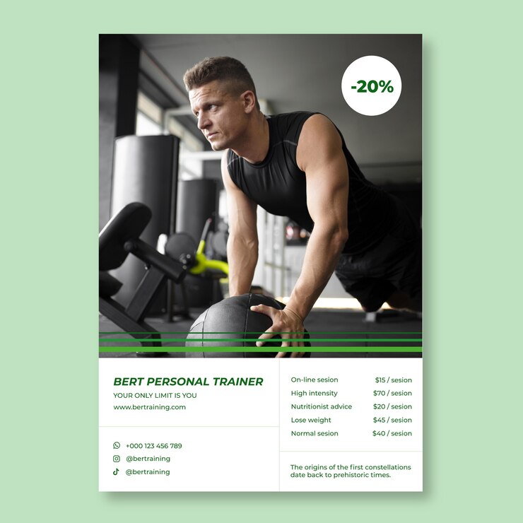 Vetor grátis pôster de personal trainer monocolor