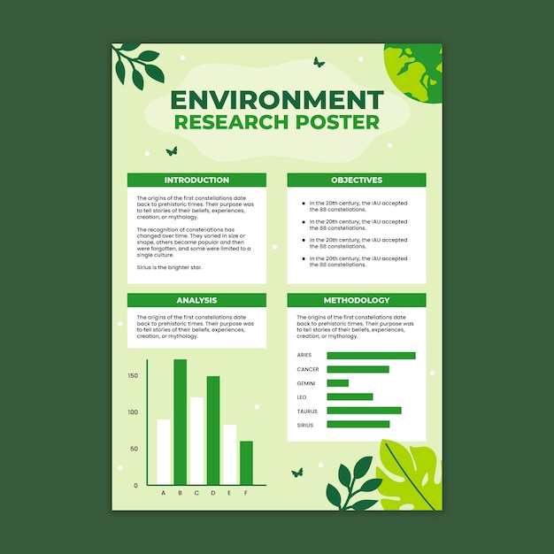 Pôster de pesquisa ambiental desenhado à mão