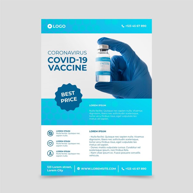 Pôster de produtos médicos do Coronavirus com foto