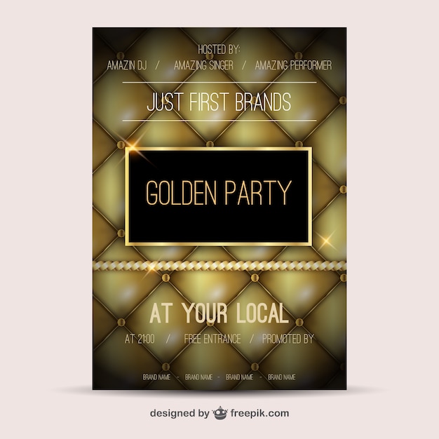 Vetor grátis poster dourada do partido