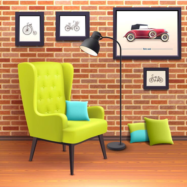 Vetor grátis poster interior realista da cadeira