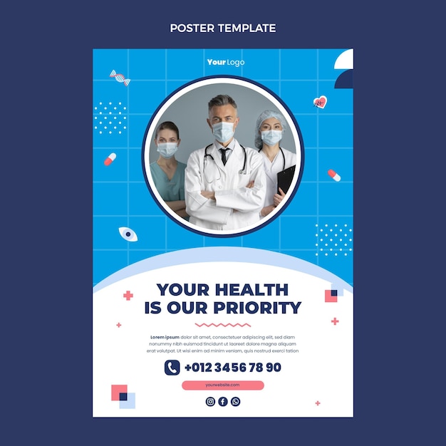 Pôster médico de design plano