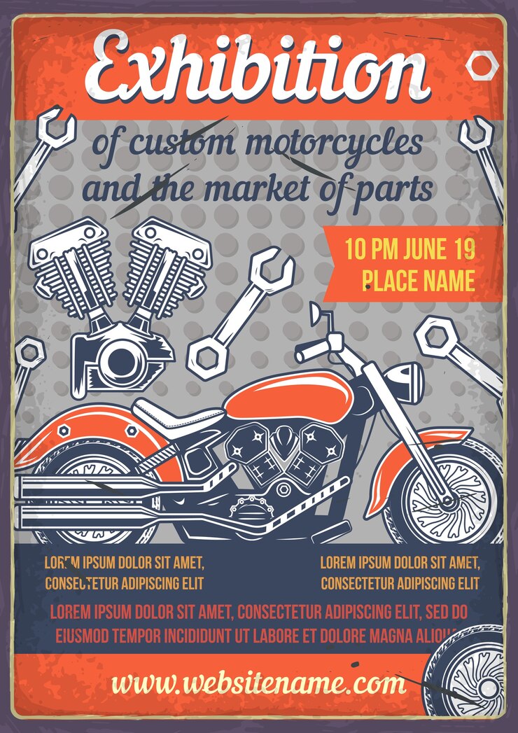 Vetor grátis pôster personalizado de motocicleta