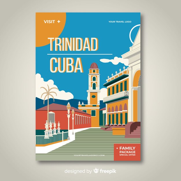 Poster promocional retrô de um modelo de cidade