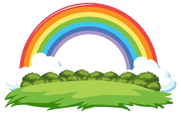 Vetor grátis prado isolado com arco-íris