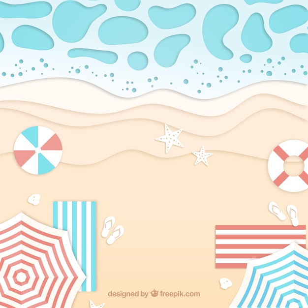 Vetor grátis praia do topo em estilo de papel