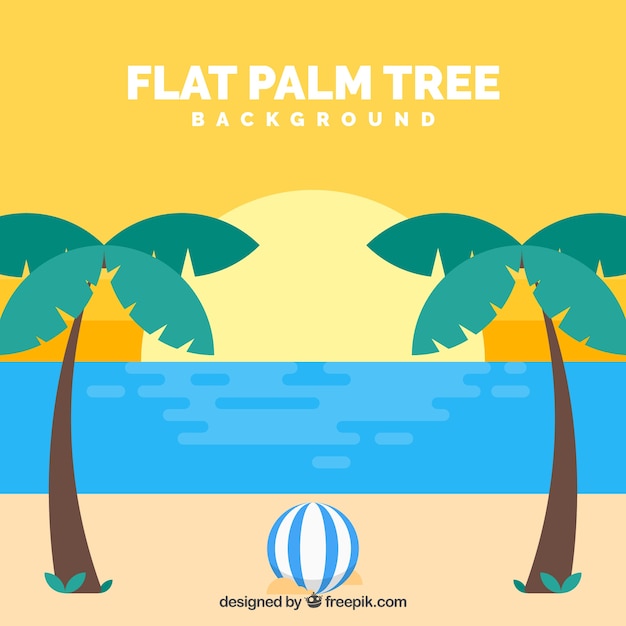 Vetor grátis praia, fundo, palma, árvores, liso, desenho