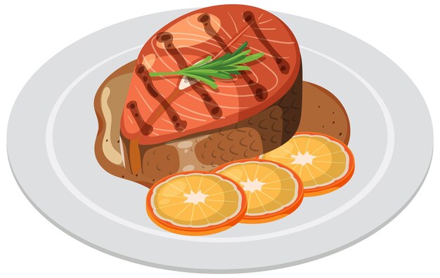 Prato de salmão gourmet com guarnição de citrinos