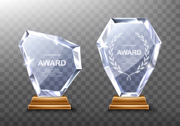 Prêmio troféus de vidro