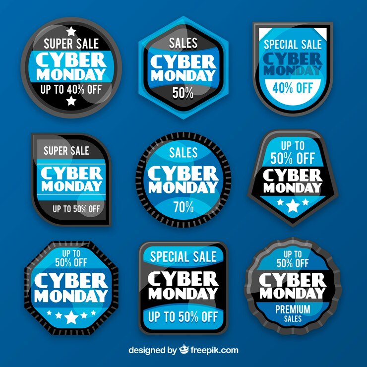 Vetor grátis prêmios blue cyber ​​monday