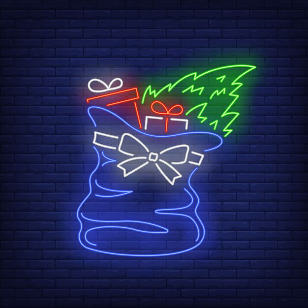 Presentes de Natal na bolsa em estilo neon