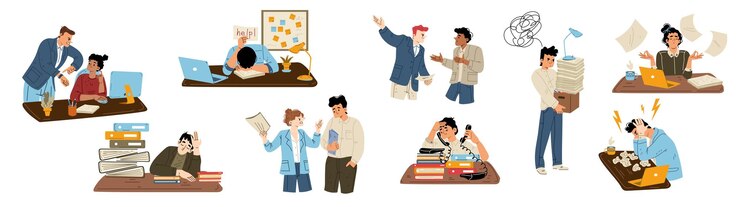 Vetor grátis pressão mental do prazo de burnout no trabalho