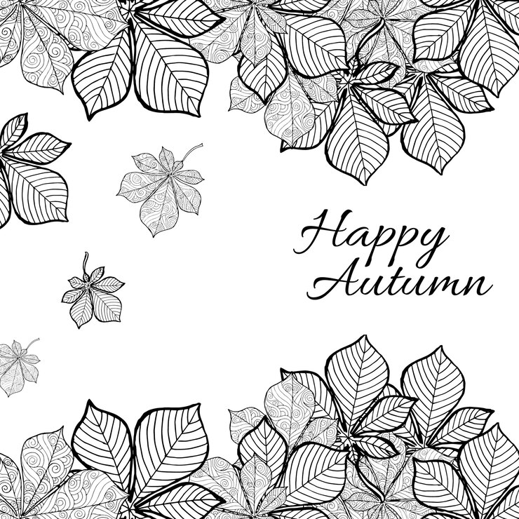 Vetor grátis preto e branco line art autumn backgrounds