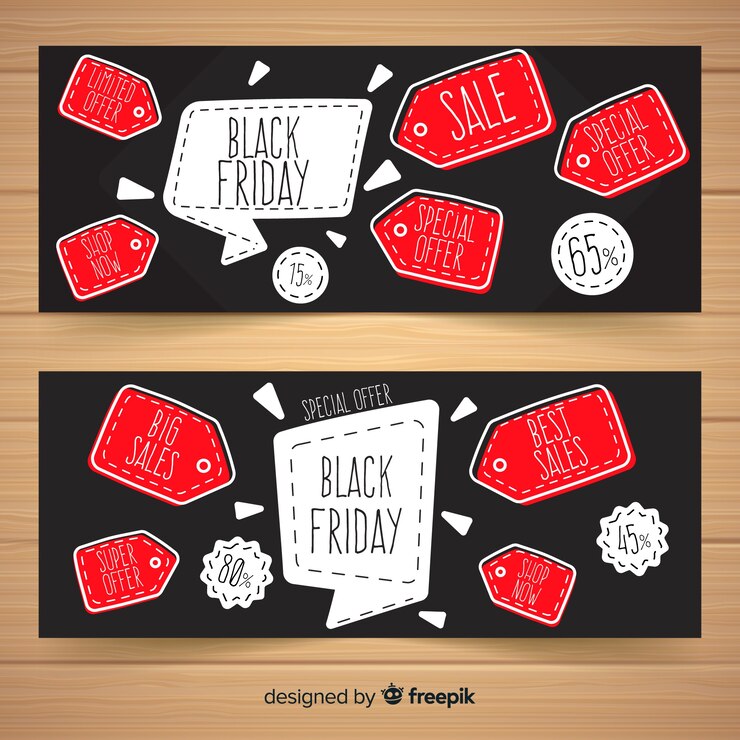 Vetor grátis preto sexta-feira vendas banner modelos mão desenhada estilo