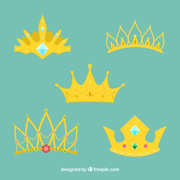 Vetor grátis pretty princess crown pack
