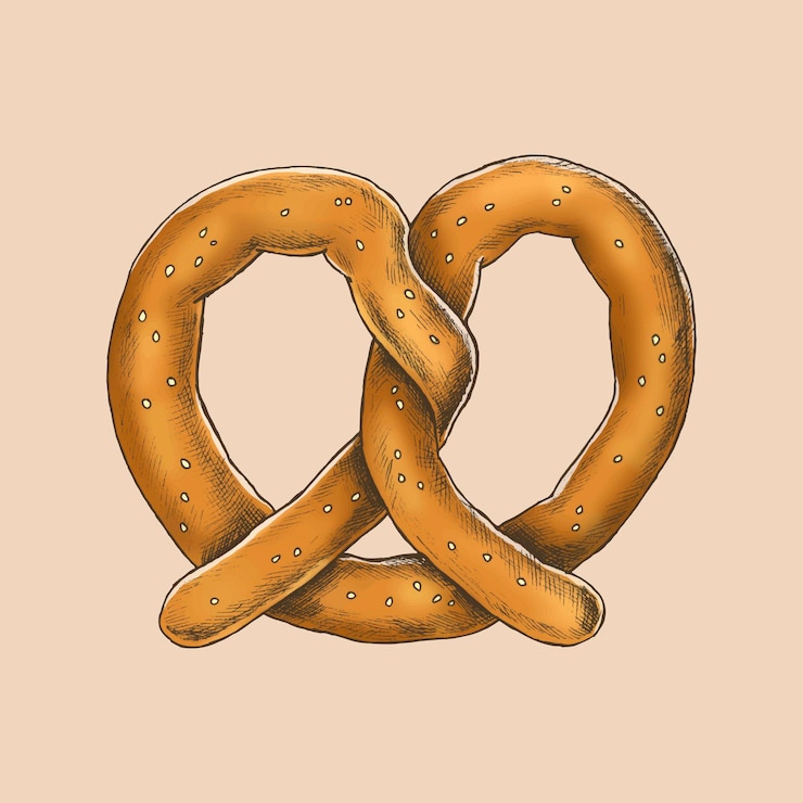 Vetor grátis pretzel vintage recém-assado