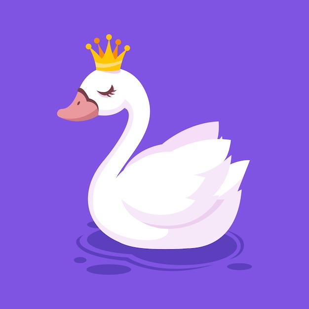 Vetor grátis princesa cisne com coroa