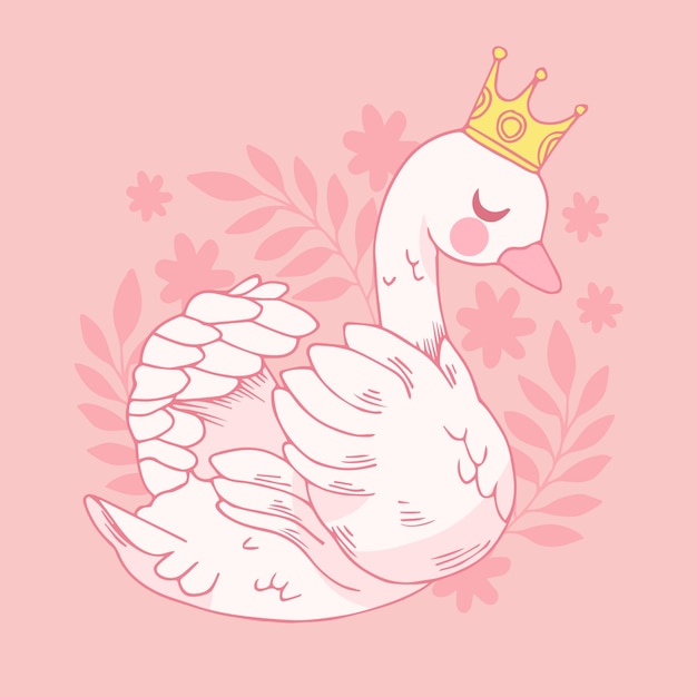 Vetor grátis princesa cisne ilustrada